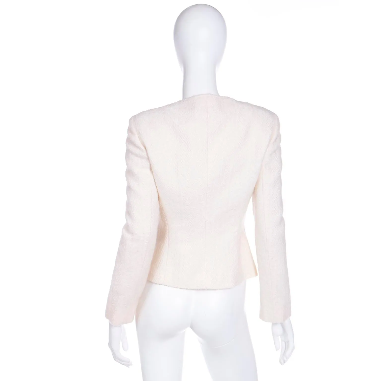 2000s Gianni Versace Winter White Boucle Double Zip Jacket