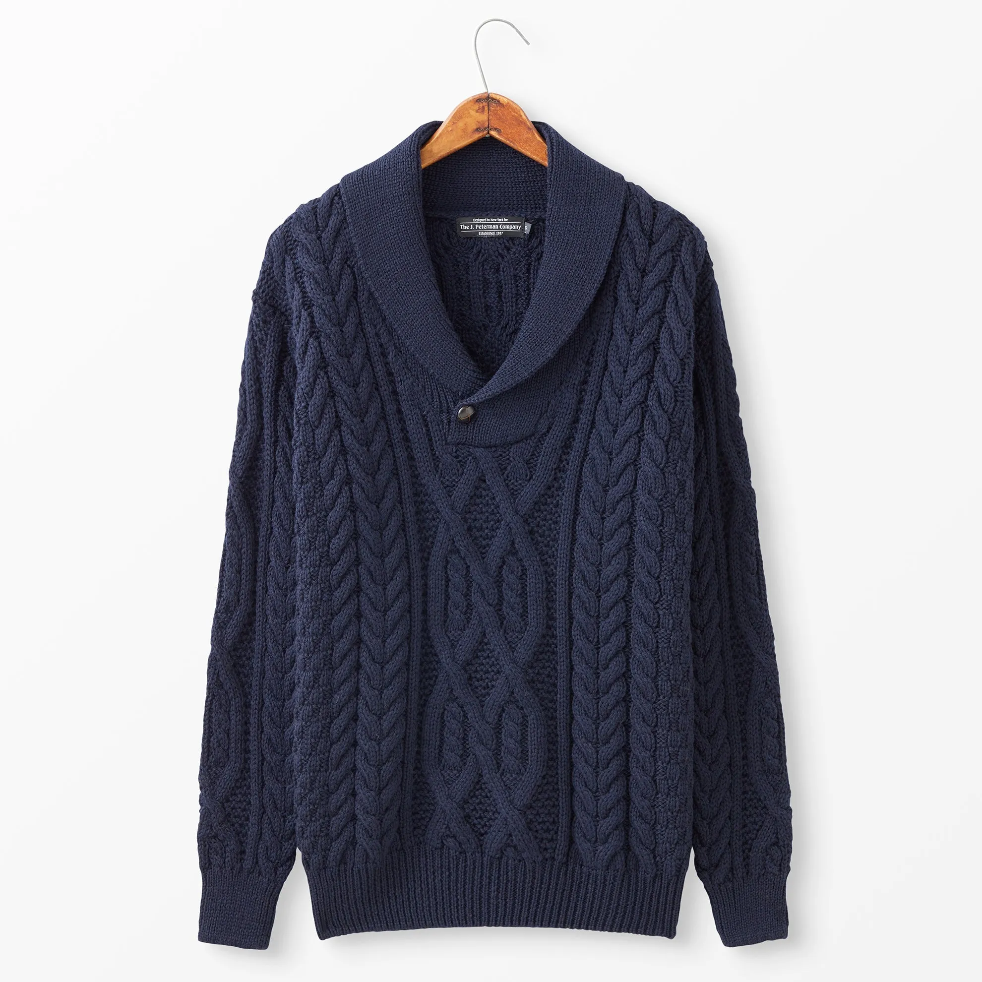 Aran Shawl Collar Sweater