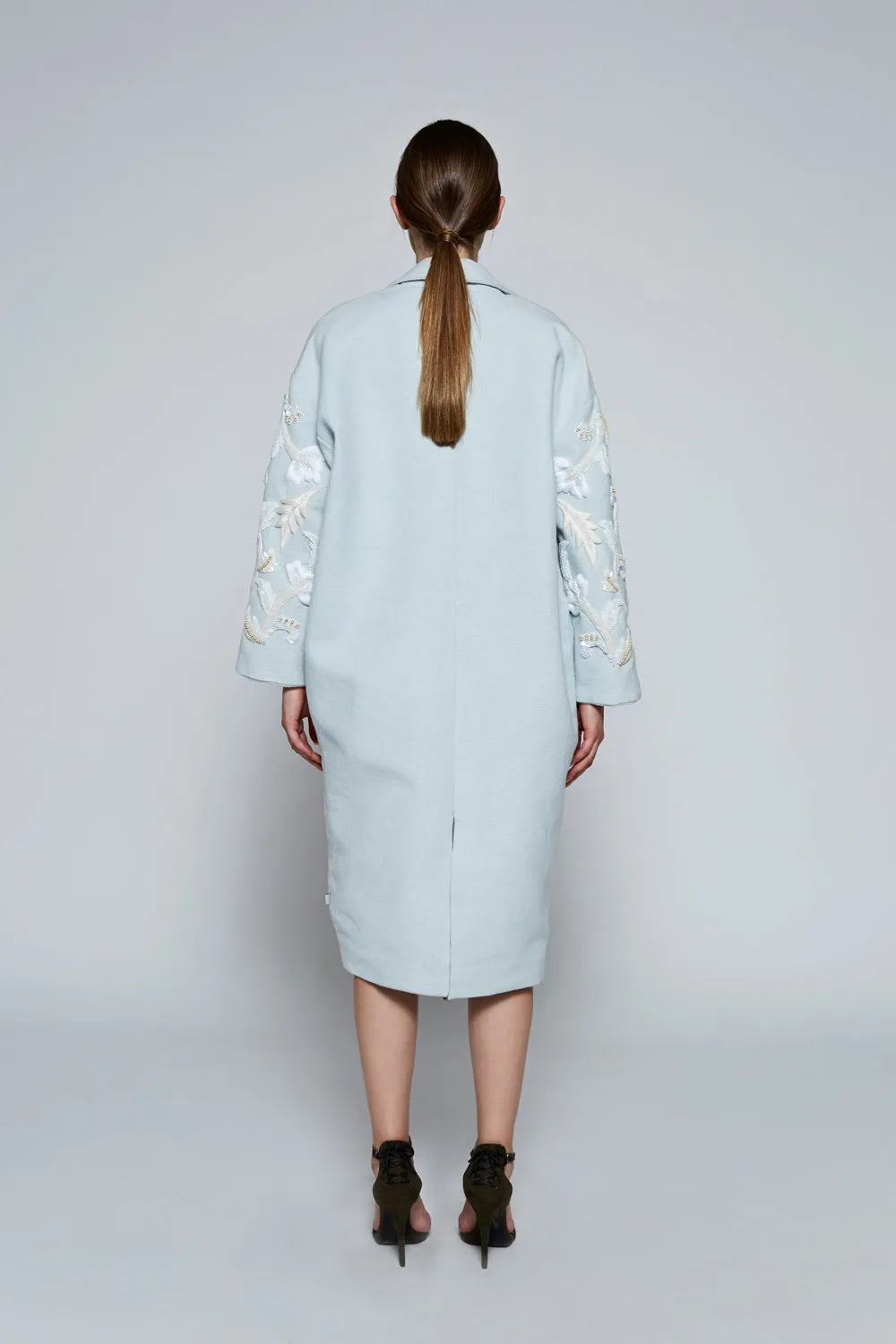 AZA Blue Hand-Embroidered Coat