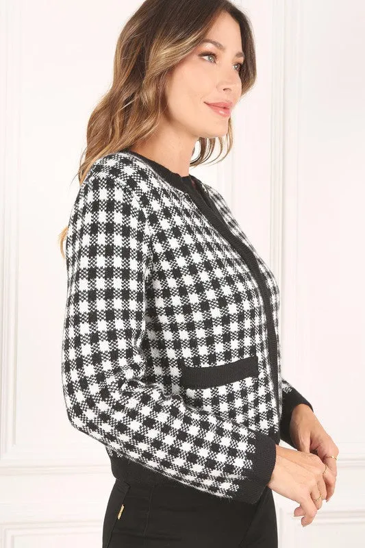 Black check knitted jacket - online exclusive