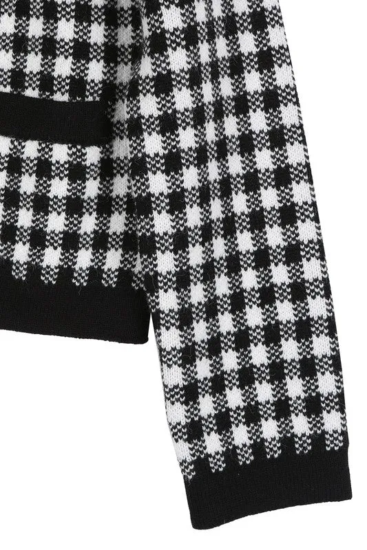 Black check knitted jacket - online exclusive