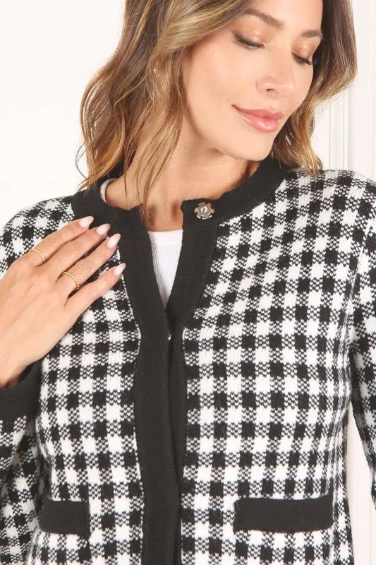 Black check knitted jacket - online exclusive