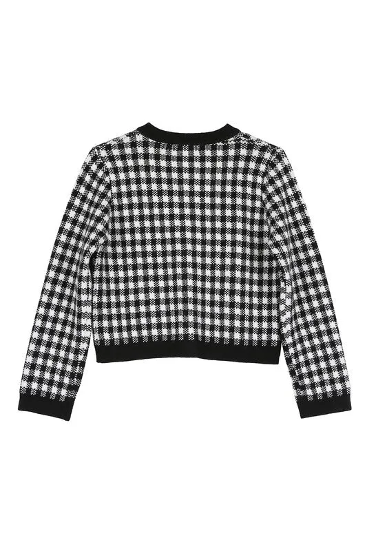 Black check knitted jacket - online exclusive