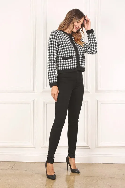 Black check knitted jacket - online exclusive