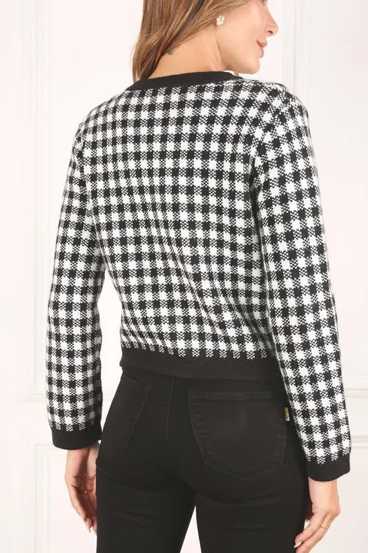 Black check knitted jacket - online exclusive