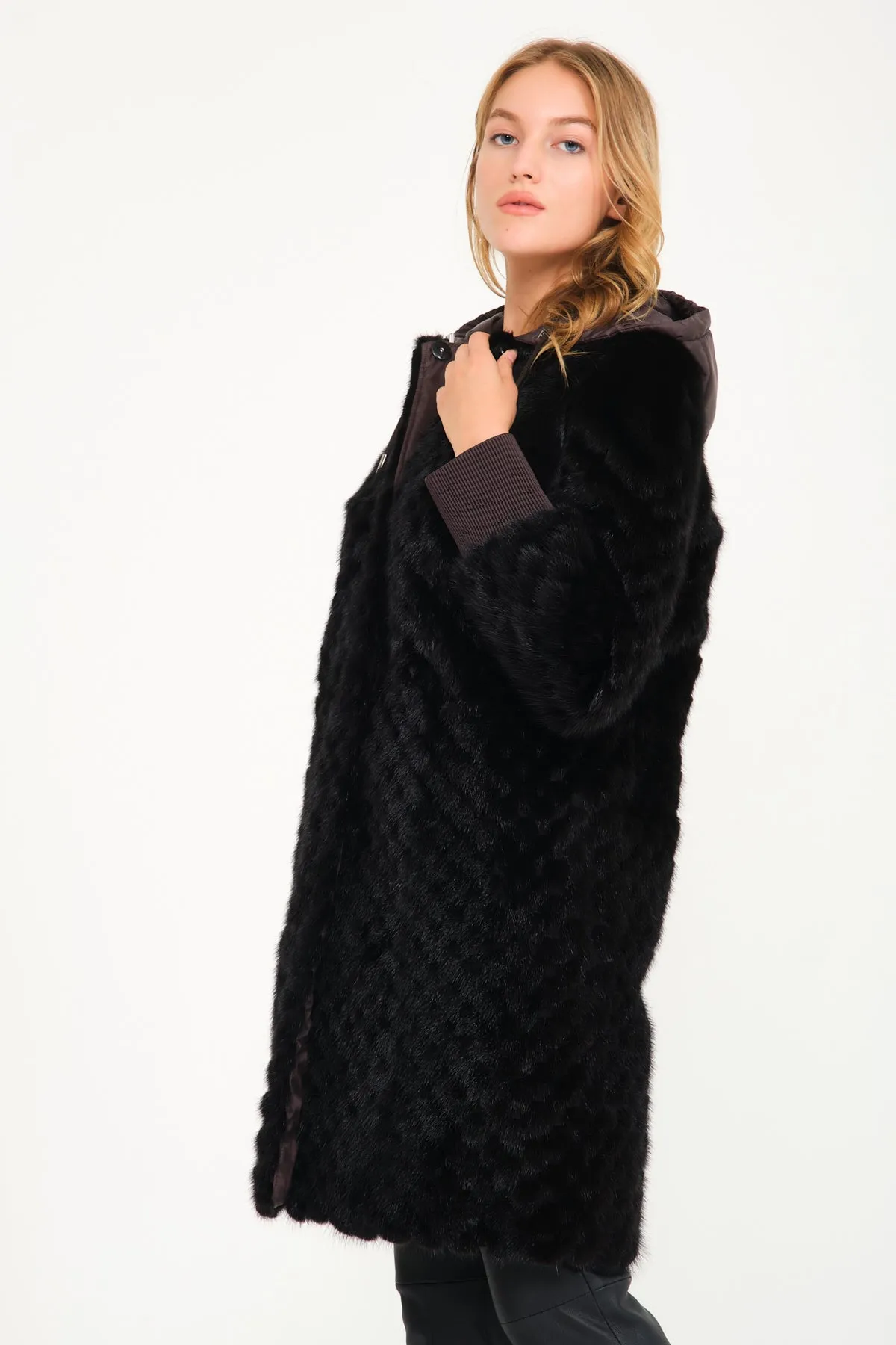 Black Doubleface Mink Fur Coat