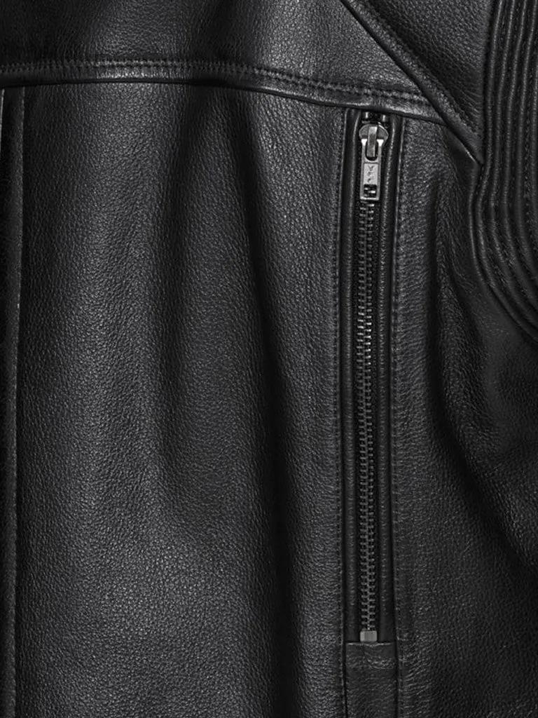 Black Fully Lined Biker Leather Jacket