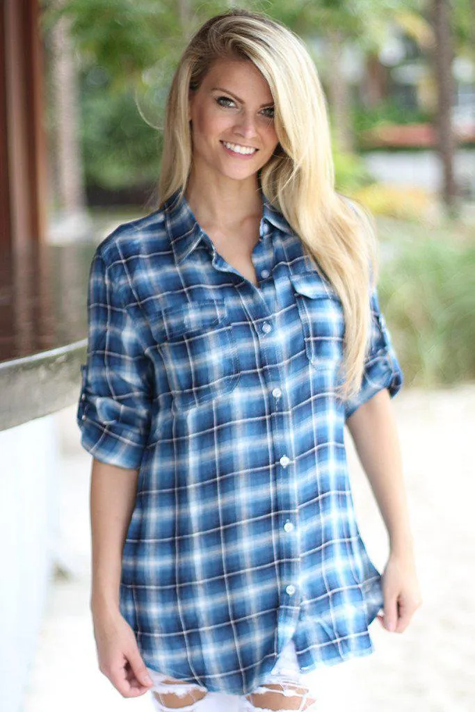 Blue Plaid Top