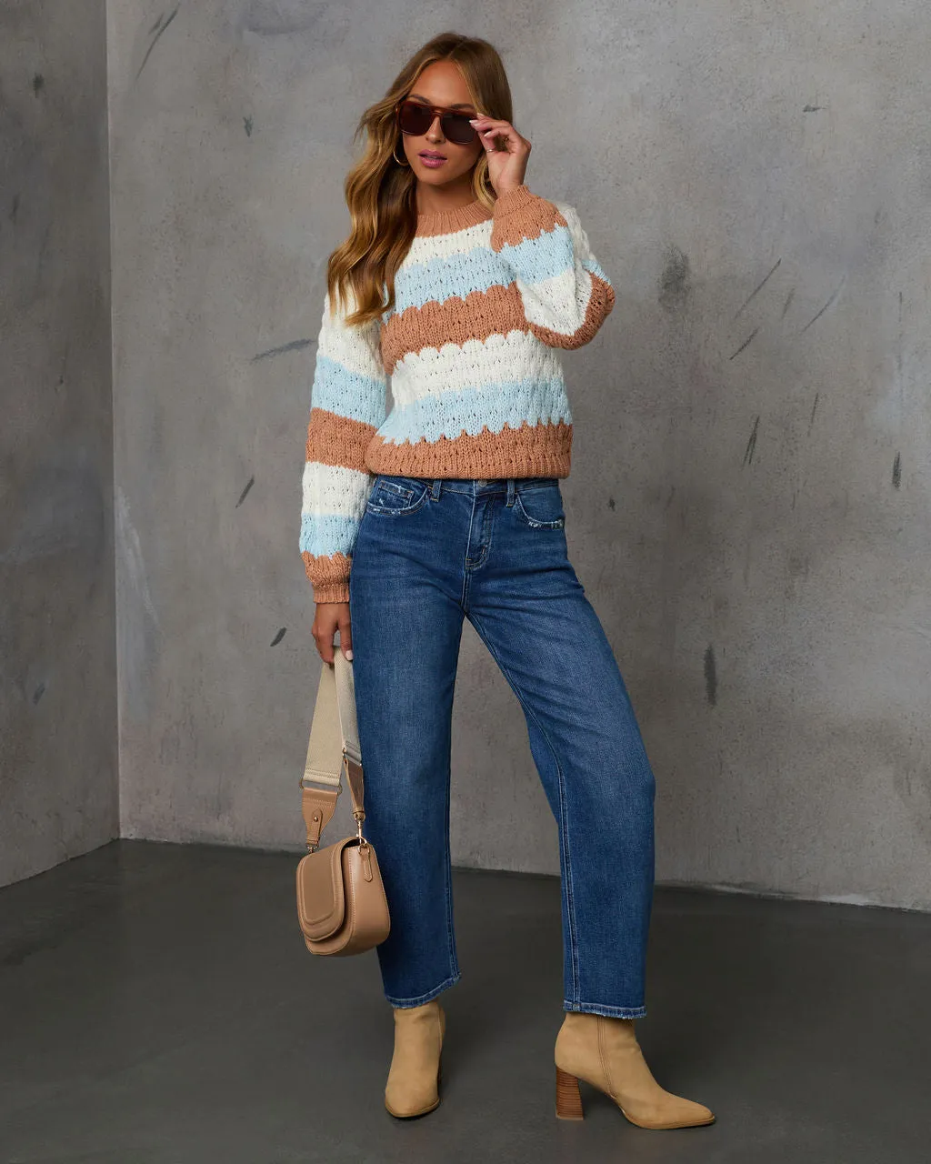 Campfire Glow Striped Knit Sweater