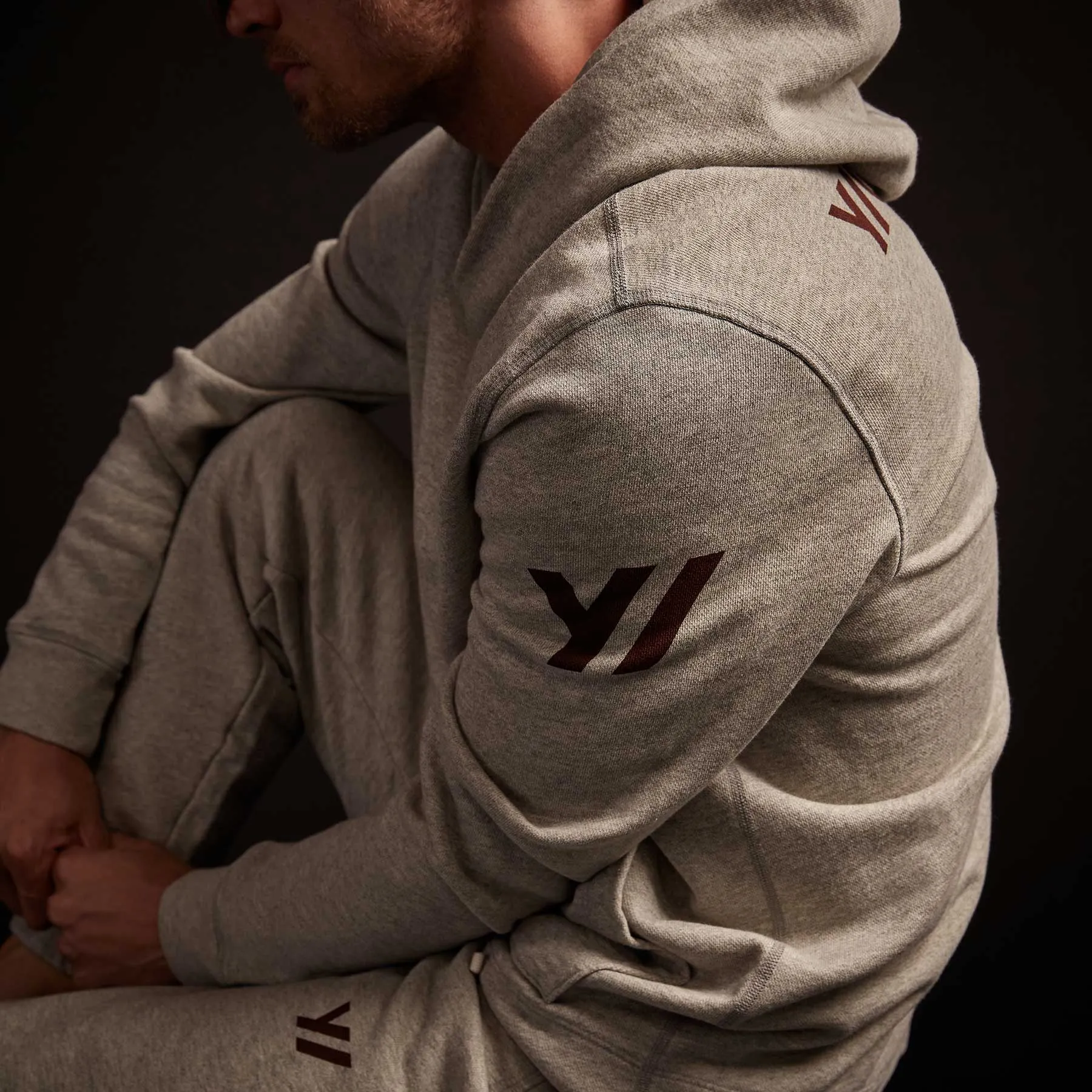 Classic French Terry Hoodie - Heather Grey/Maroon