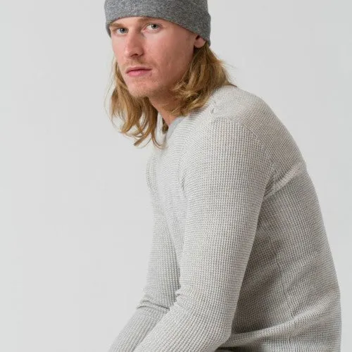 Cotton Thermal Knit Sweater - Navy/Grey