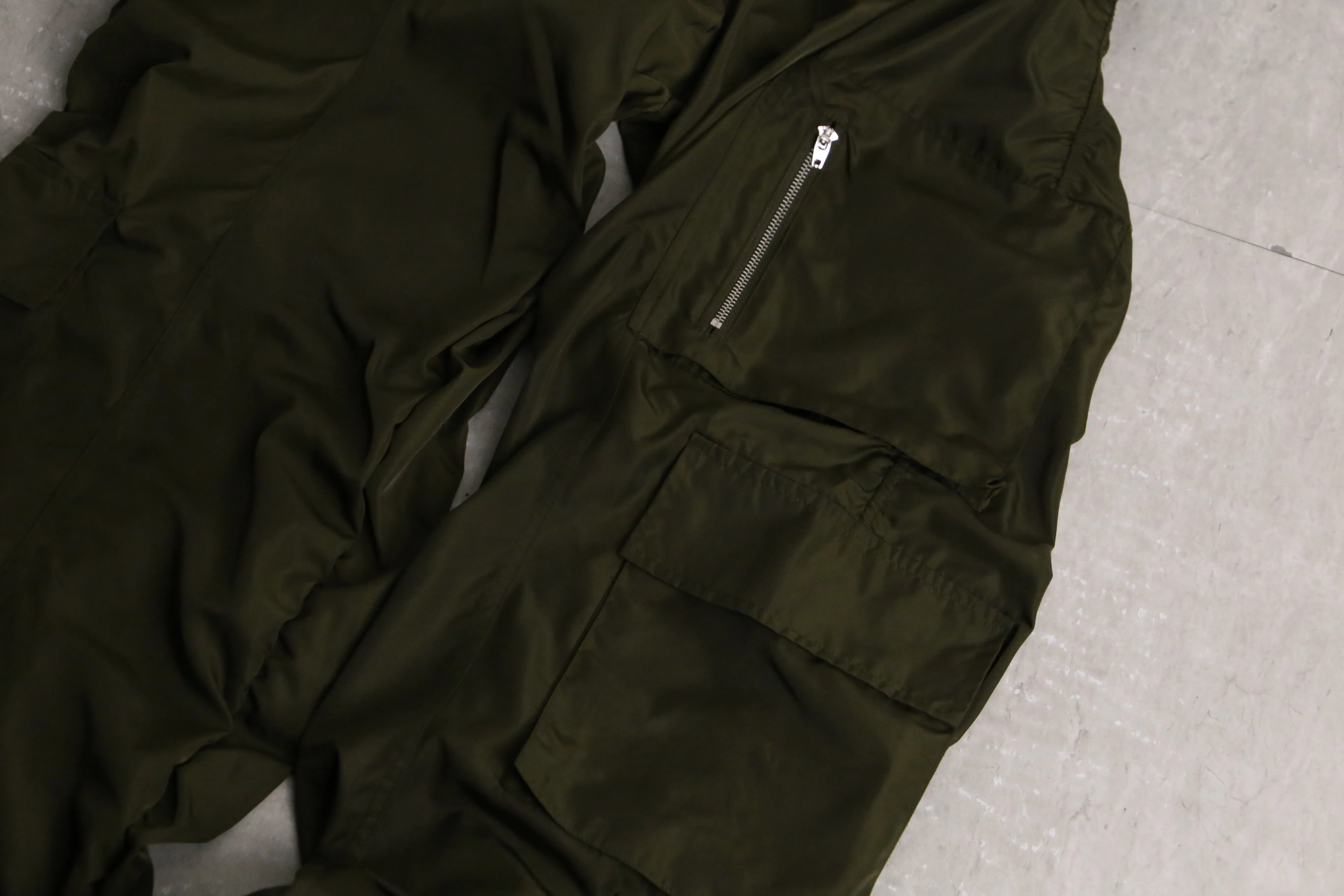 dark olive easy nylon cargo pants