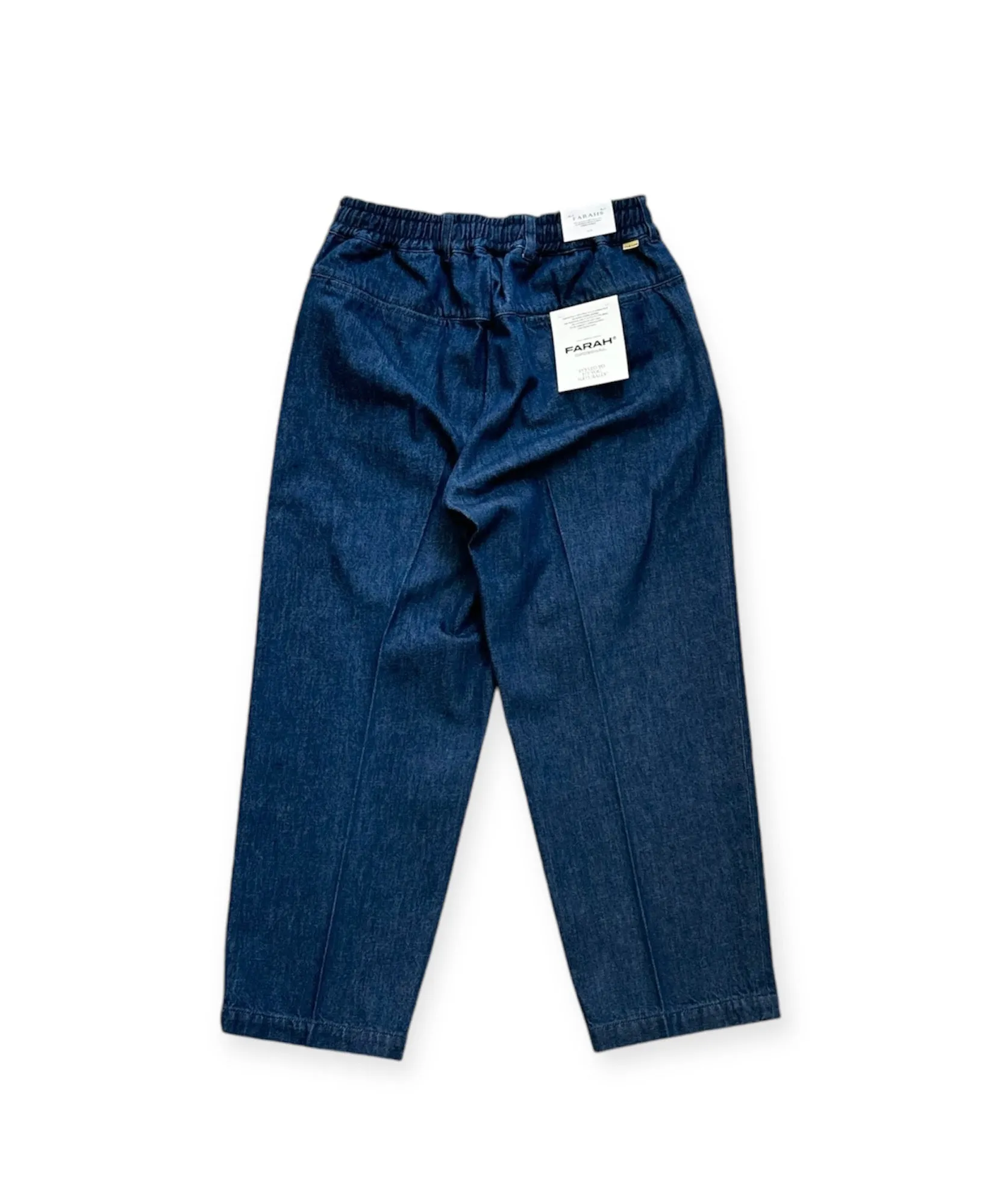 Blue Easy Wide Tapered Pants in 12.5oz Denim for an E-commerce Product