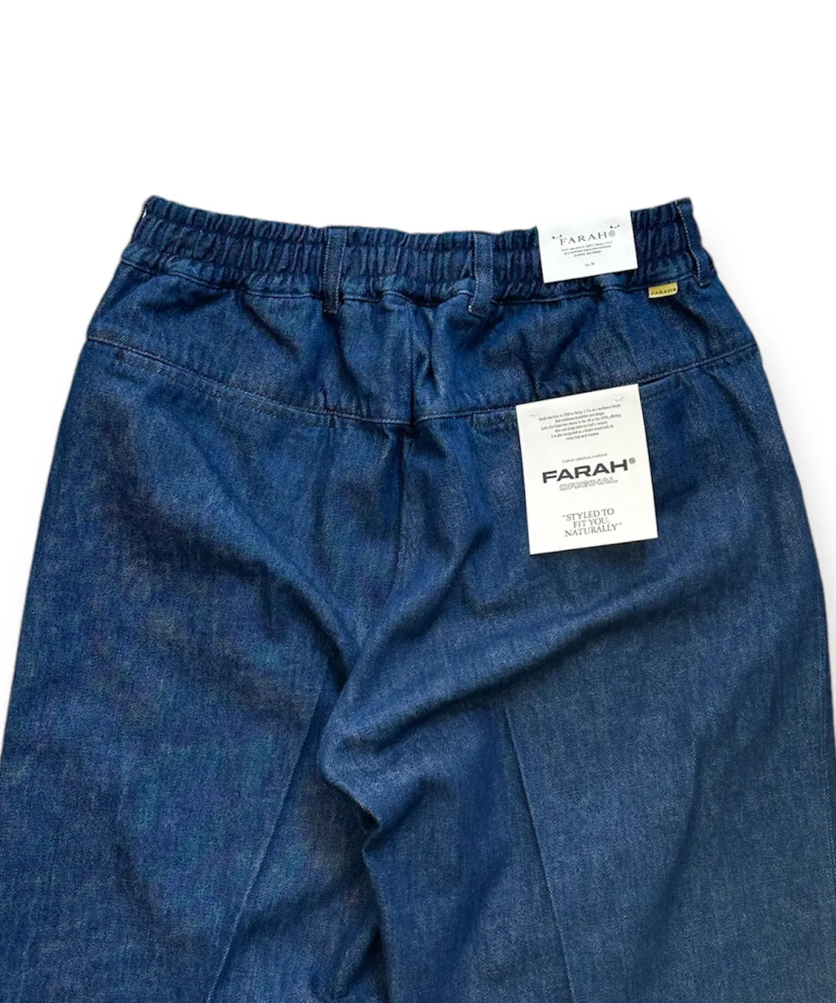 Blue Easy Wide Tapered Pants in 12.5oz Denim for an E-commerce Product