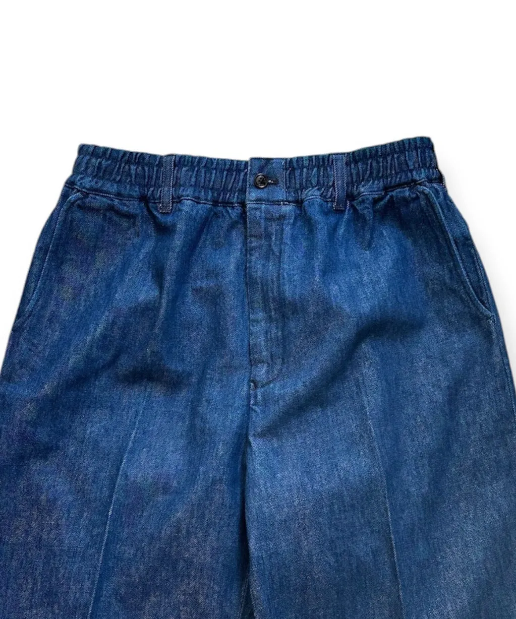 Blue Easy Wide Tapered Pants in 12.5oz Denim for an E-commerce Product