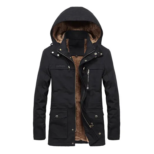 Elegant Cotton Thick Solid Hooded Jacket