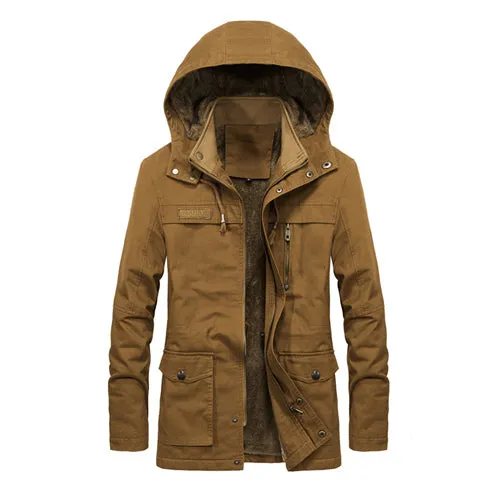 Elegant Cotton Thick Solid Hooded Jacket