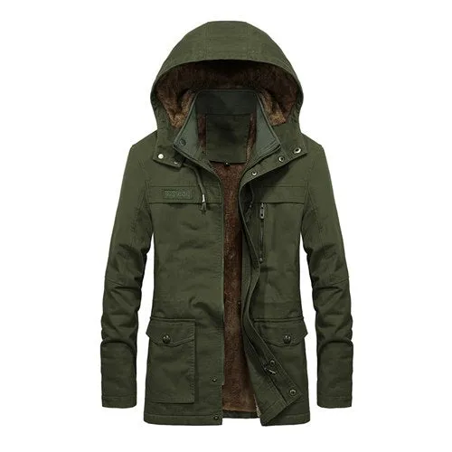 Elegant Cotton Thick Solid Hooded Jacket