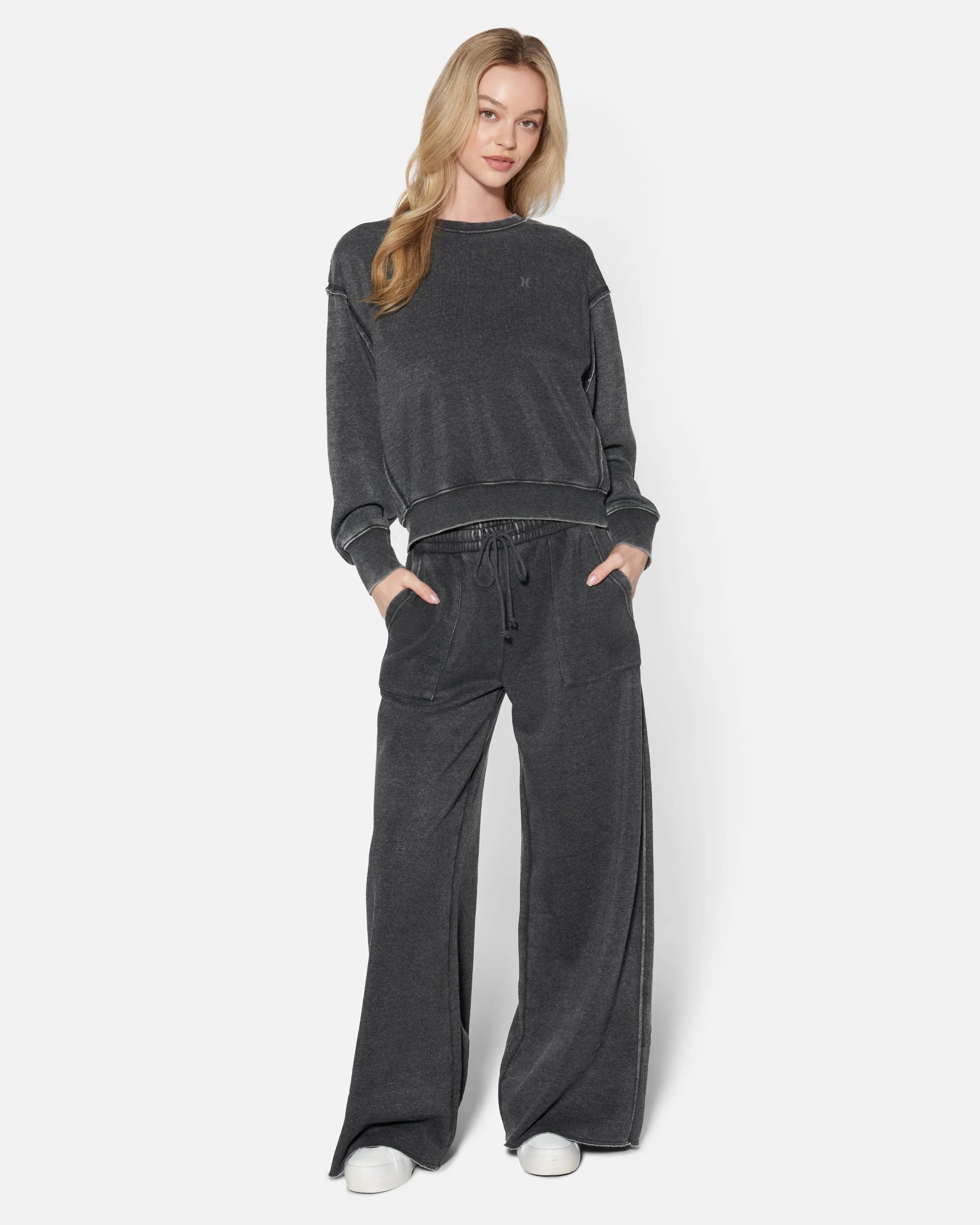 Essential Burnout Fleece Wide Leg Pant With Pockets