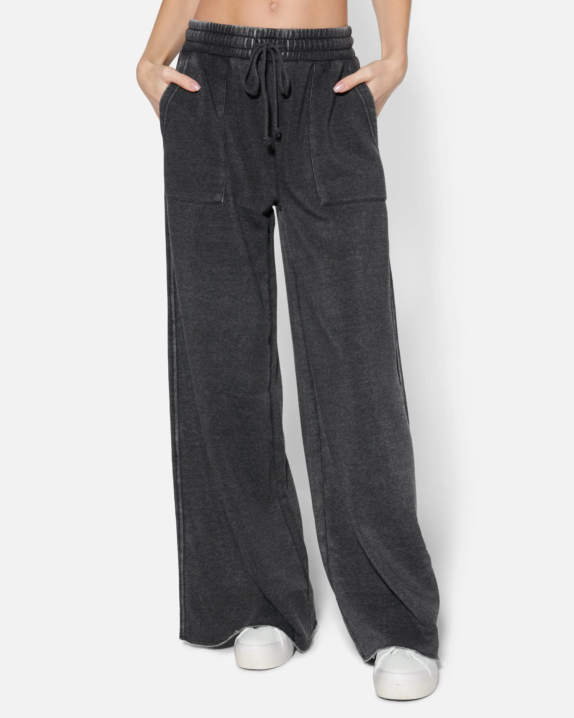 Essential Burnout Fleece Wide Leg Pant With Pockets