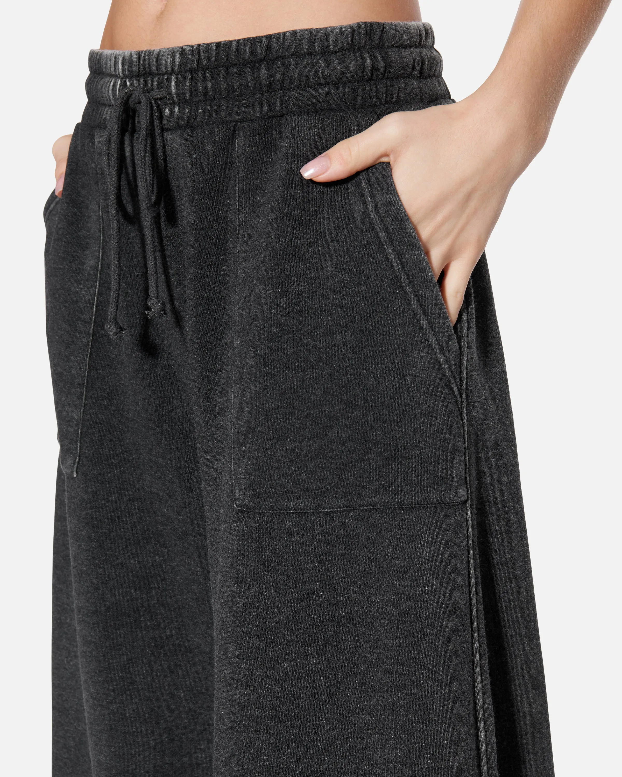 Essential Burnout Fleece Wide Leg Pant With Pockets