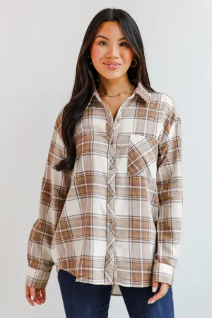 FINAL SALE - Charmed Appeal Taupe Plaid Flannel