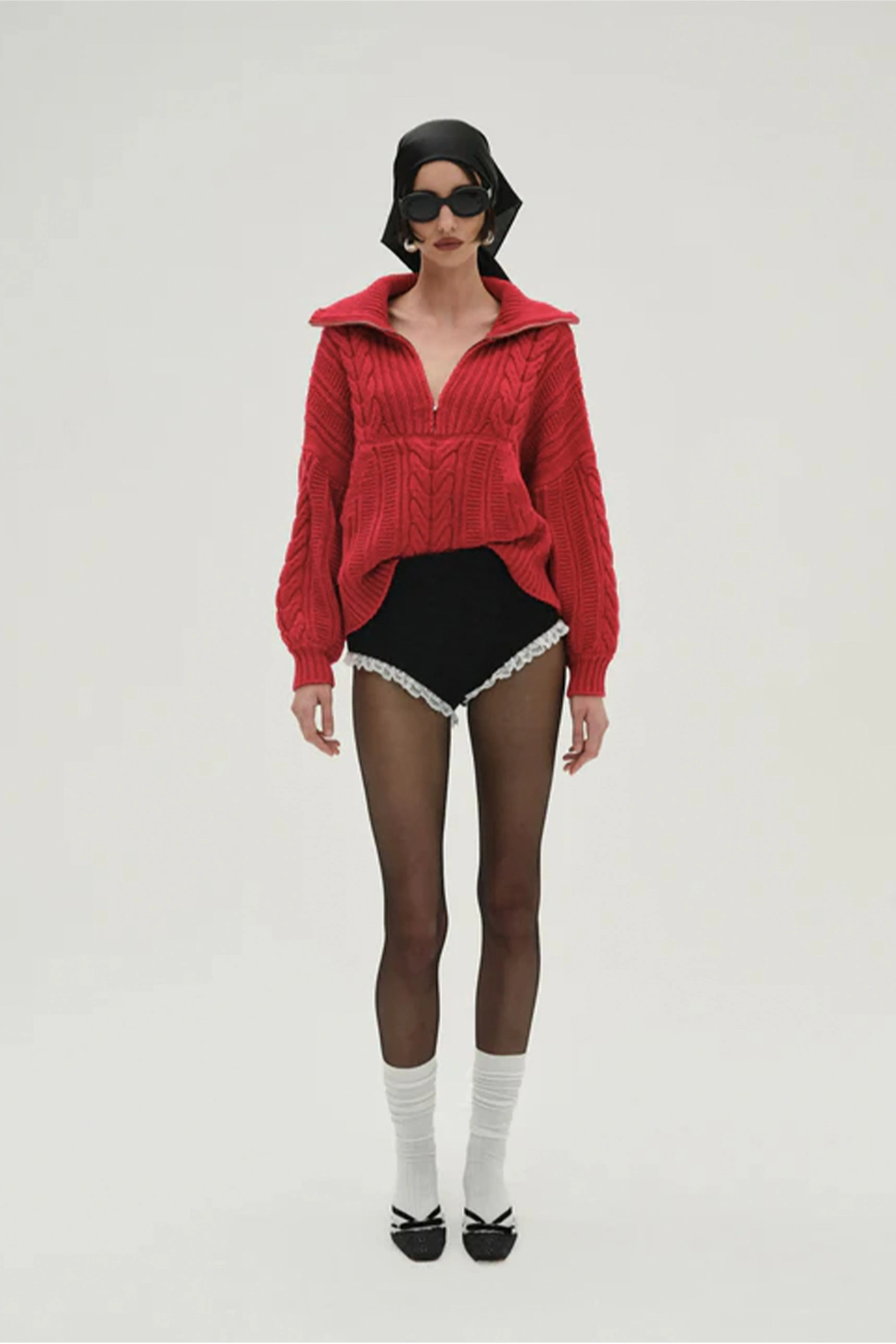 FOR LOVE & LEMONS | Drina Henley Knit Sweater - Red