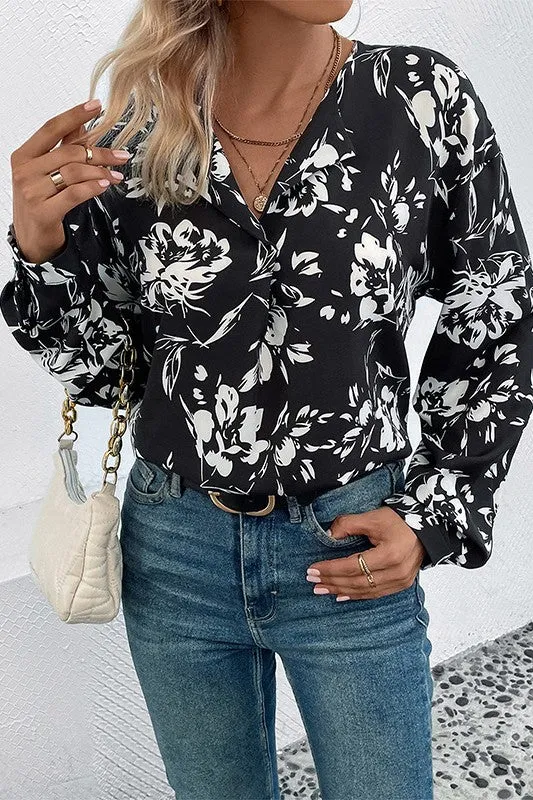 For The Good Times Black Floral Top