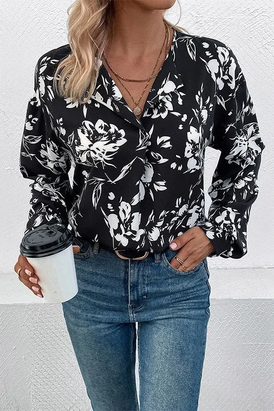 For The Good Times Black Floral Top