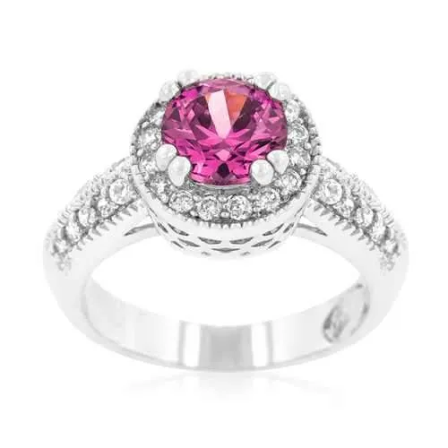 Fuchsia Halo Engagement Ring