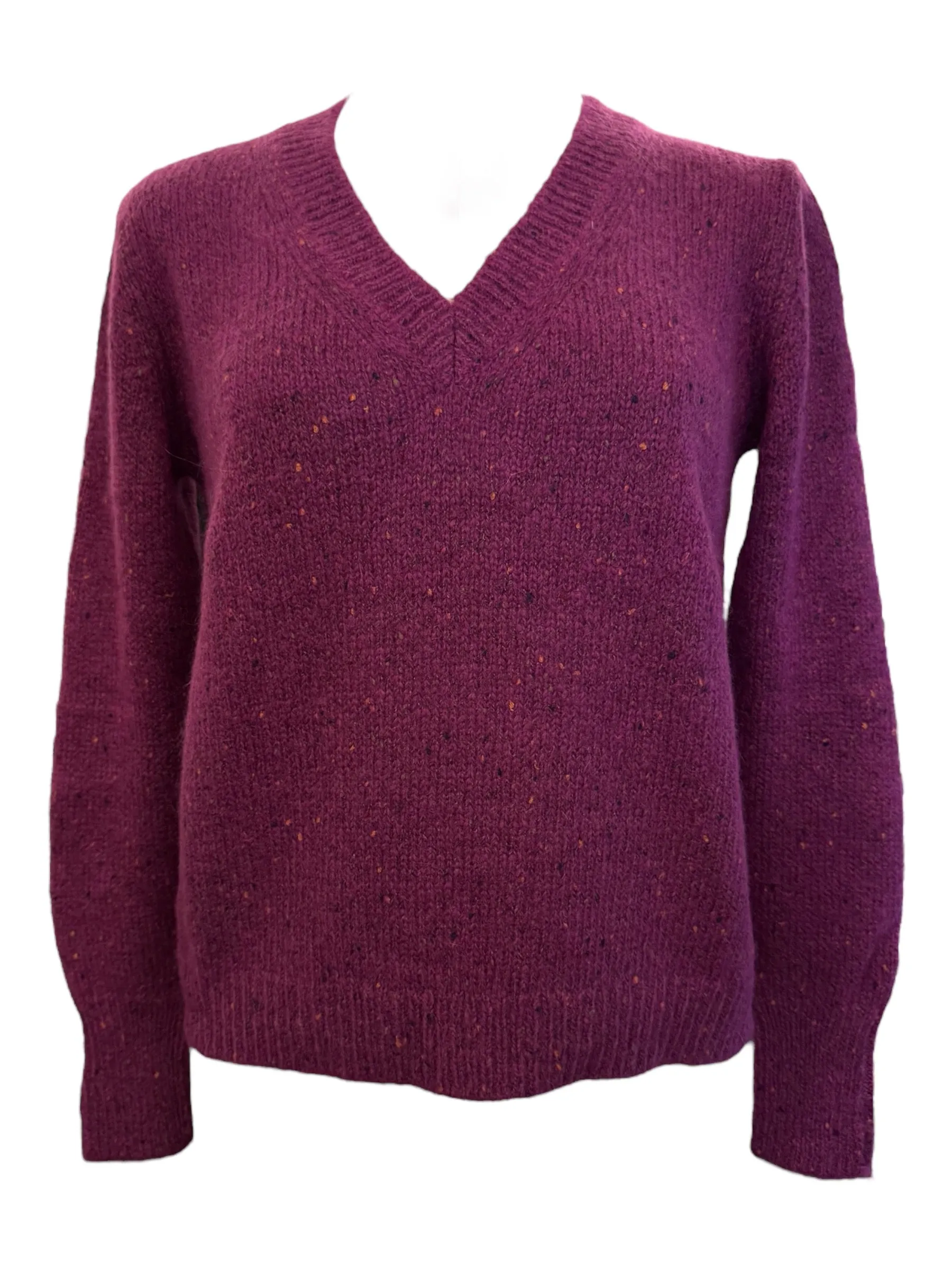 Gran Sasso Women's Alpaca Blend V-Neck Sweater Purple