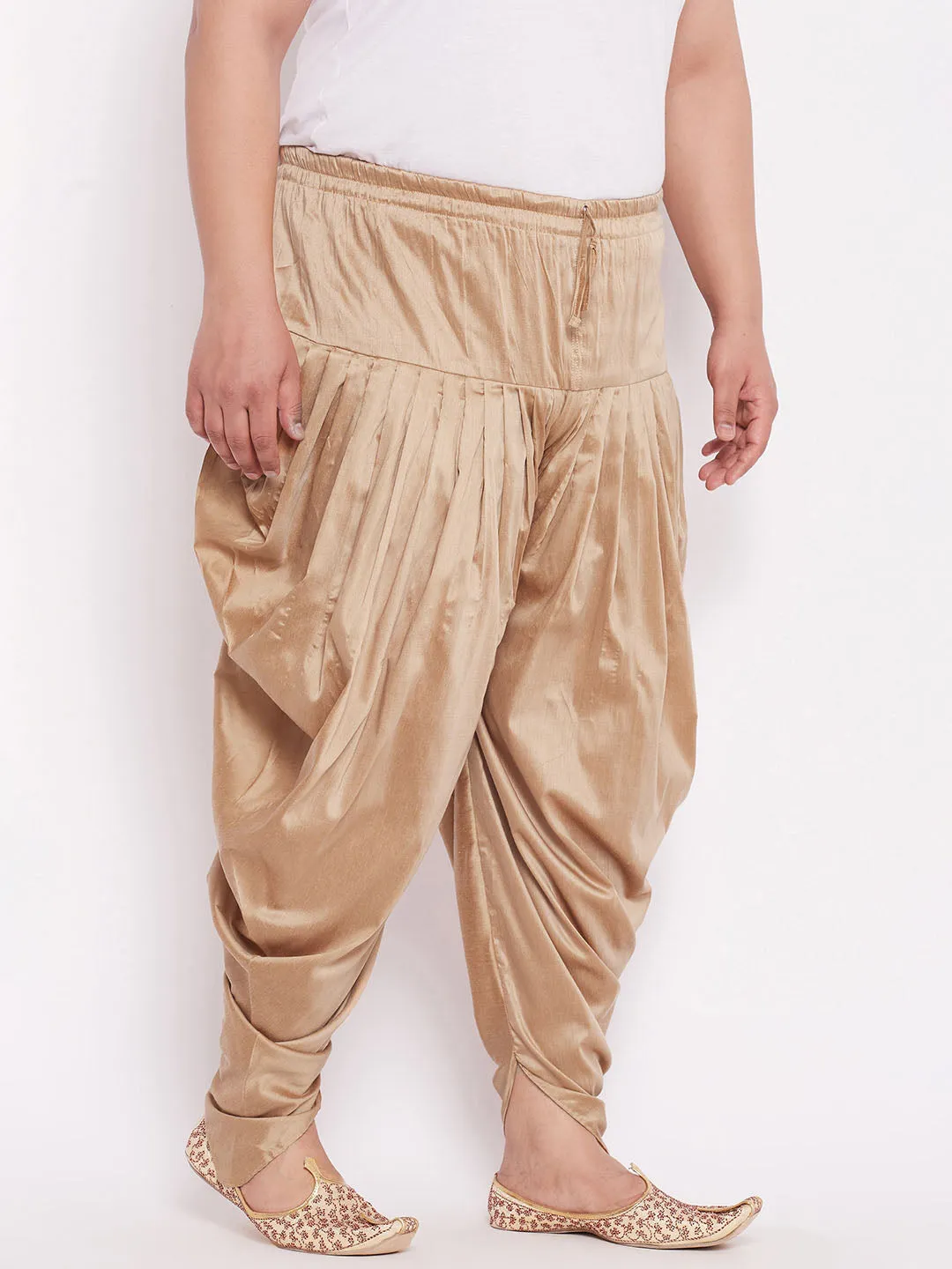 Jashvi PLUS Size Men's Rose Gold-Coloured Solid Cowl Dhoti