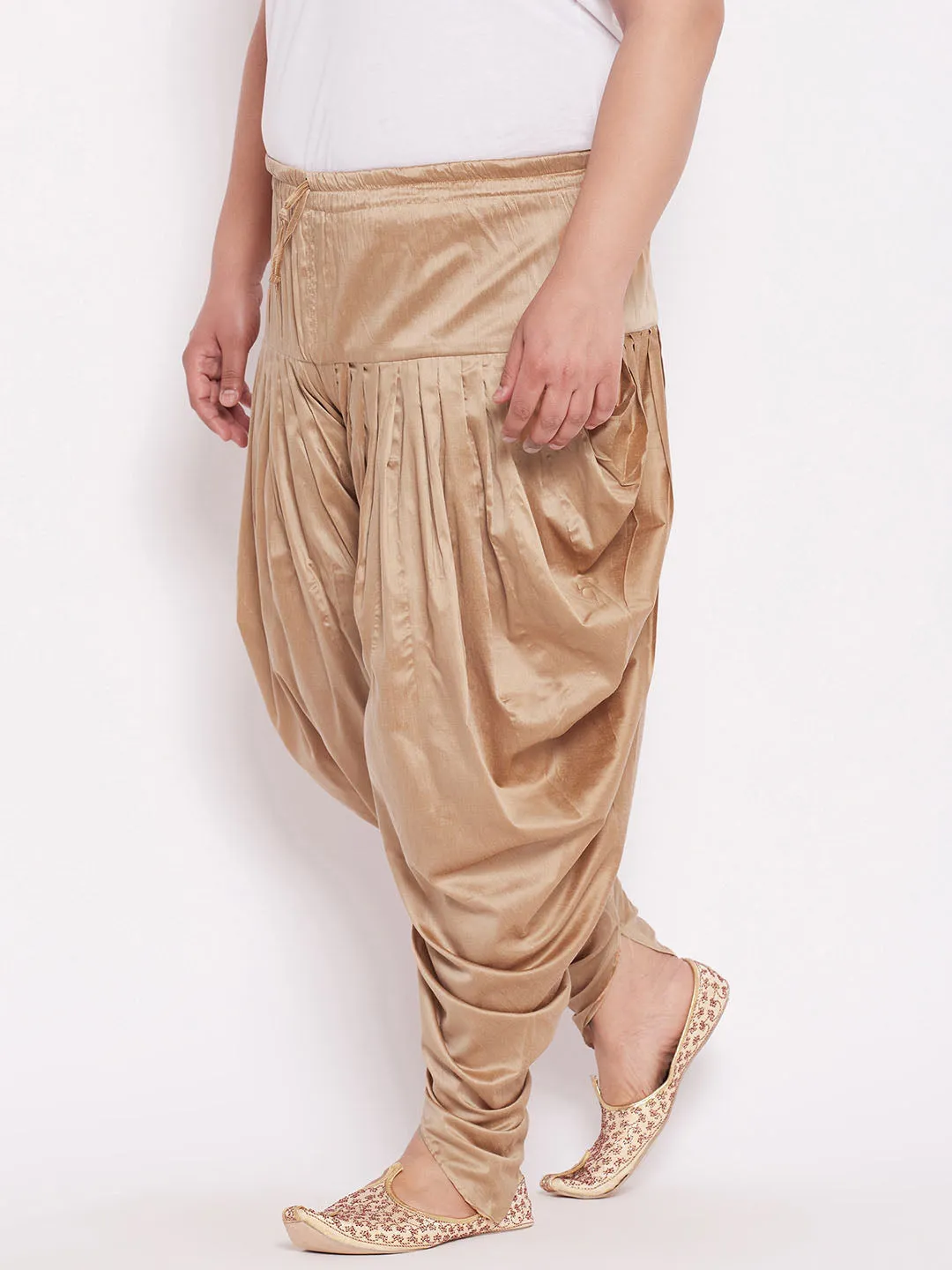 Jashvi PLUS Size Men's Rose Gold-Coloured Solid Cowl Dhoti