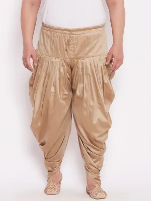 Jashvi PLUS Size Men's Rose Gold-Coloured Solid Cowl Dhoti