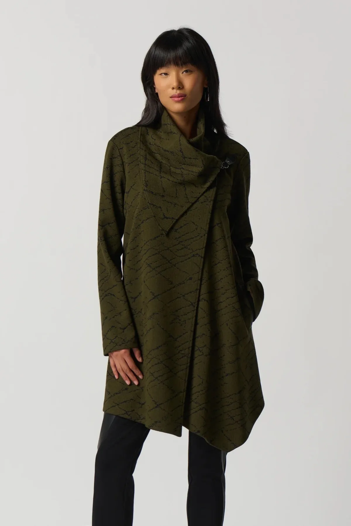 Joseph Ribkoff Overlap Collar Coat Olive/Black