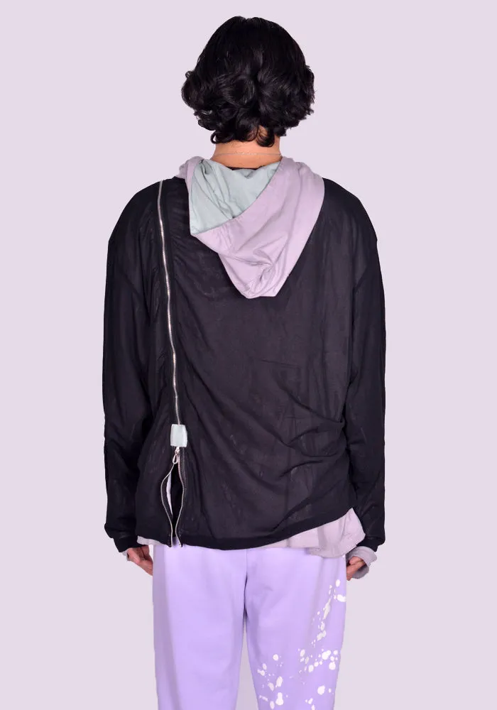 KIKO KOSTADINOV MEN  KKAW24TP06-92 KNOX MESH HOODIE/ICY LILAC/JADE GREEN/BLACK  (New season FW24)