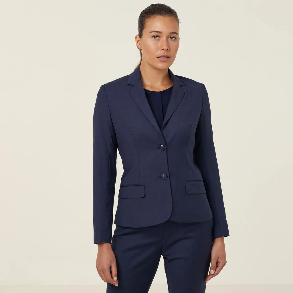 Ladies Sharkskin 2 Button Mid Length Detail Jacket - CAT1F4