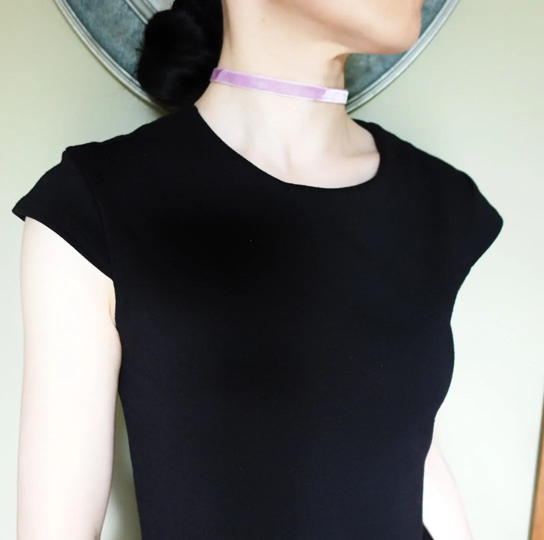 Lavender Velvet Choker Necklace with Silver Adjustable Chain