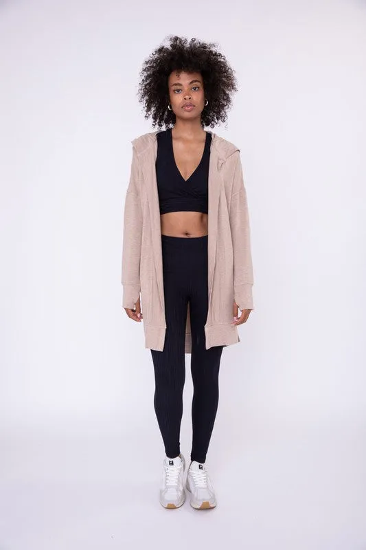 Longline Hooded Cardigan with Pockets