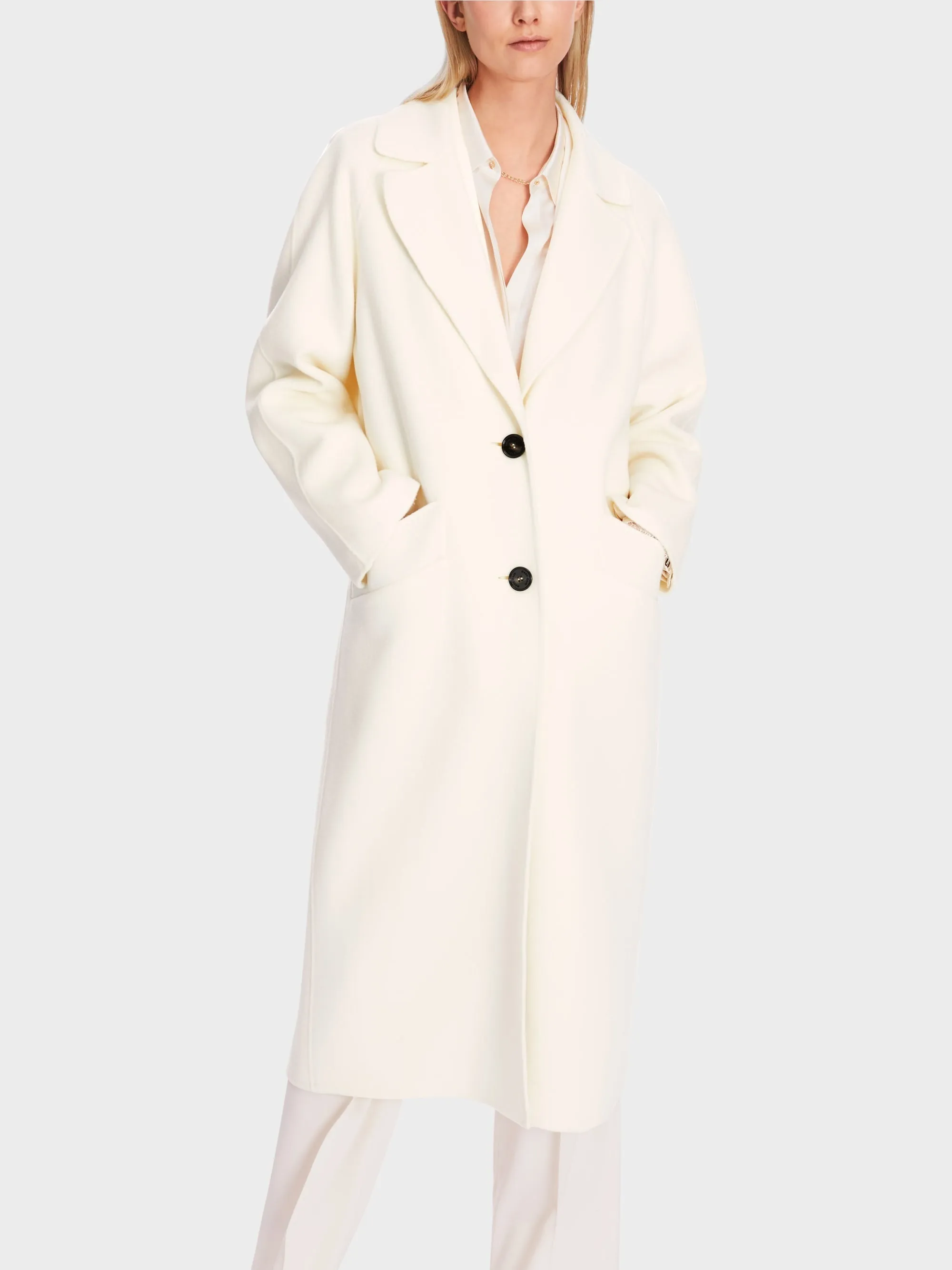 Marc Cain Wool Coat Bright Ecru