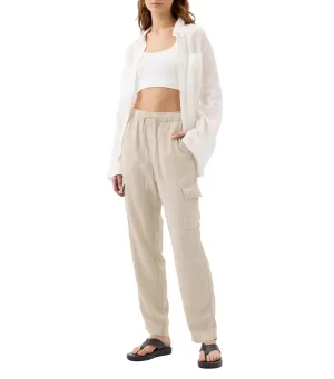 Mid Rise Easy Linen-Blend Pants Sand Khaki