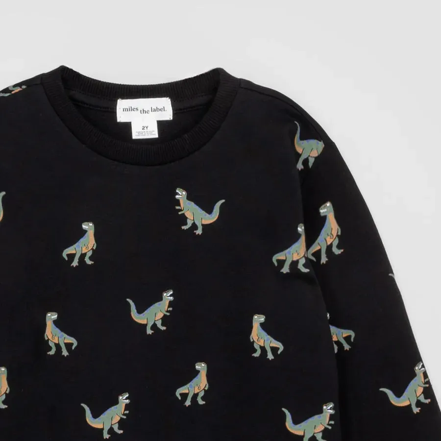 MIL T-Rex Dino Printed Pullover Sweatshirt