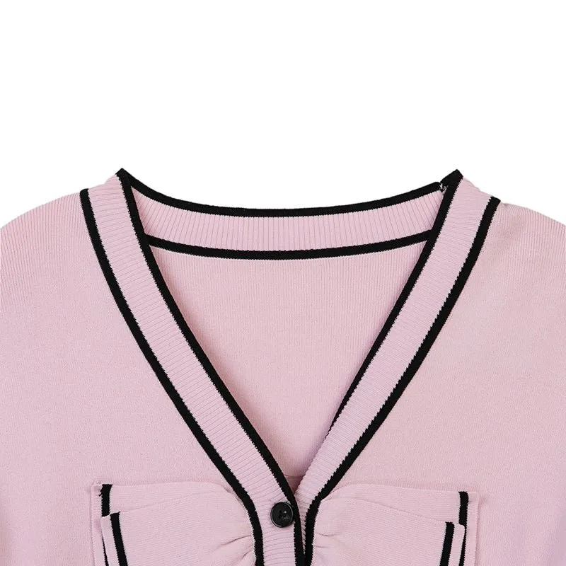 Mist Pink Slim V Neck Cardigan