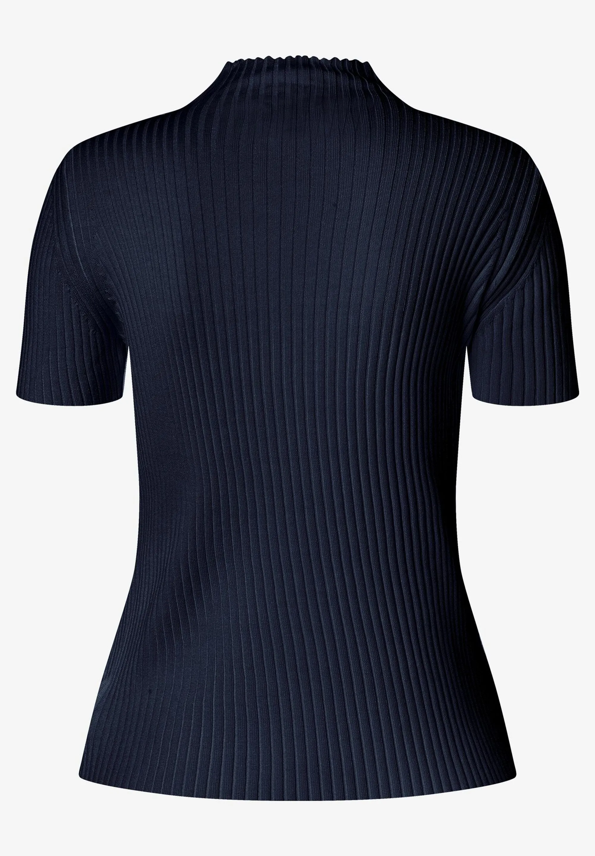 More & More Rib Knit High Neck Top Navy