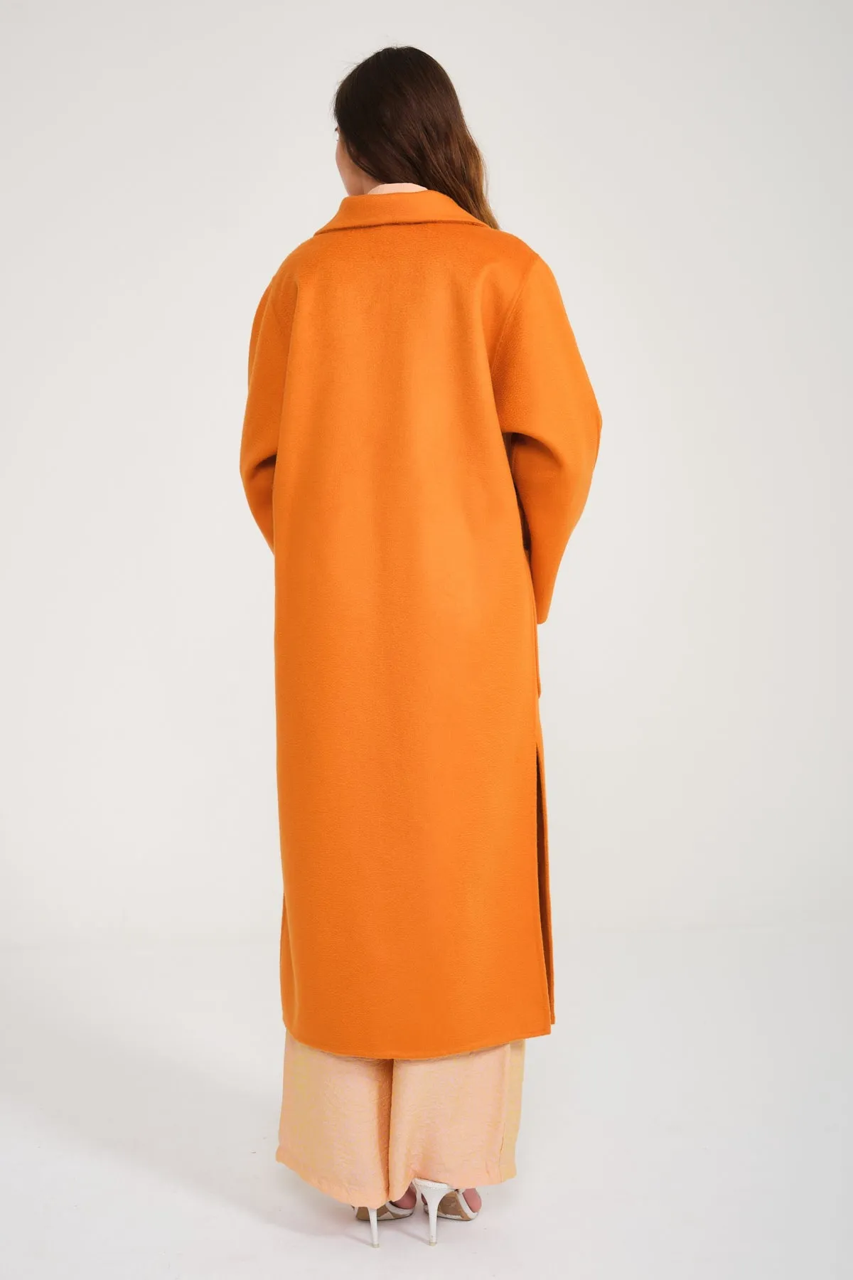 Orange Cashmere Long Coat