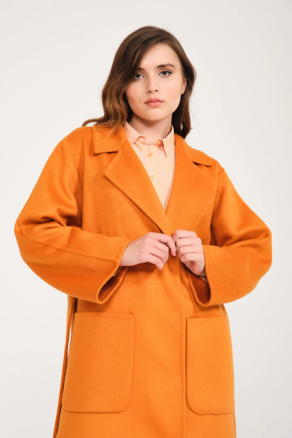 Orange Cashmere Long Coat