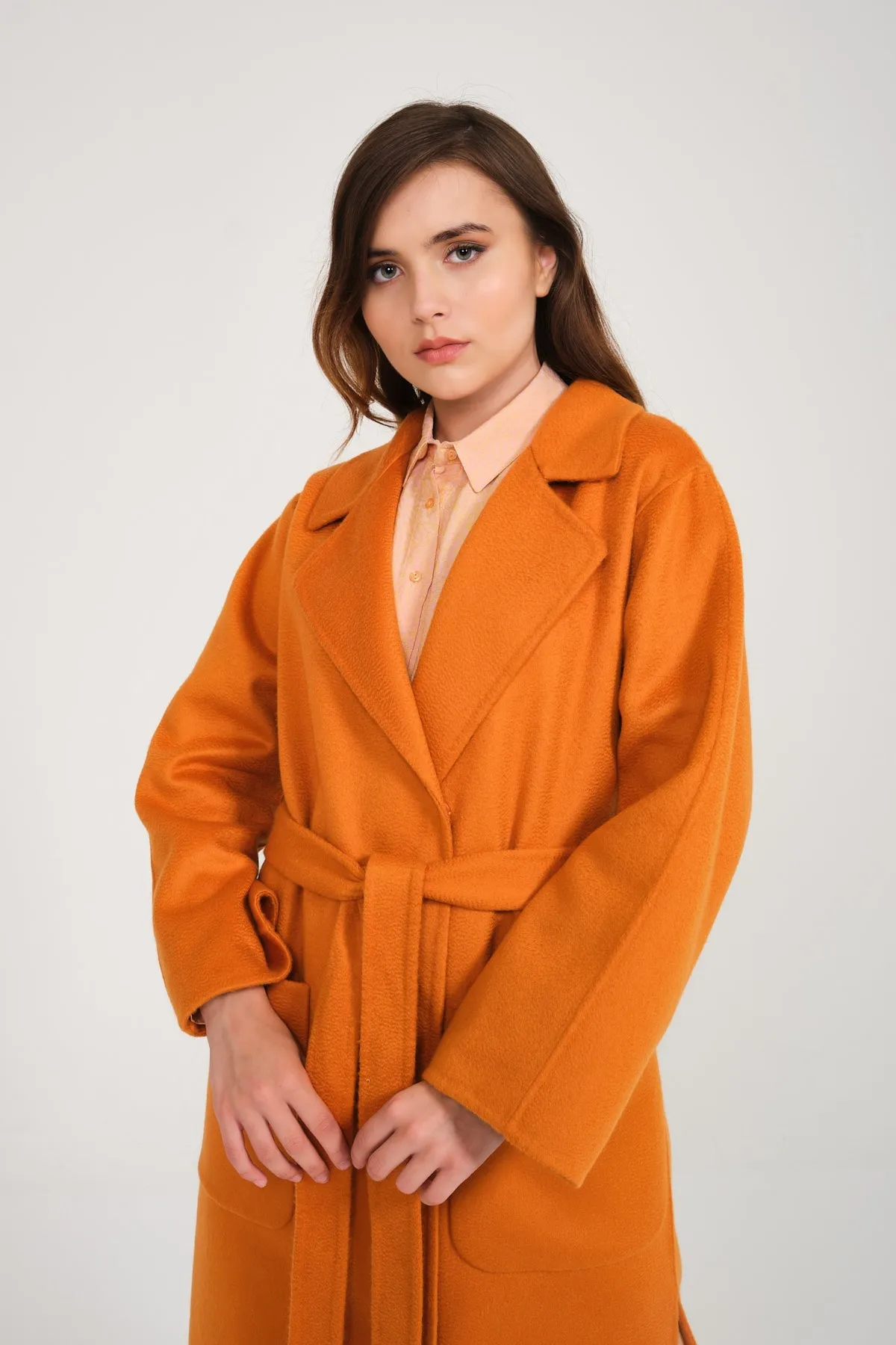 Orange Cashmere Long Coat