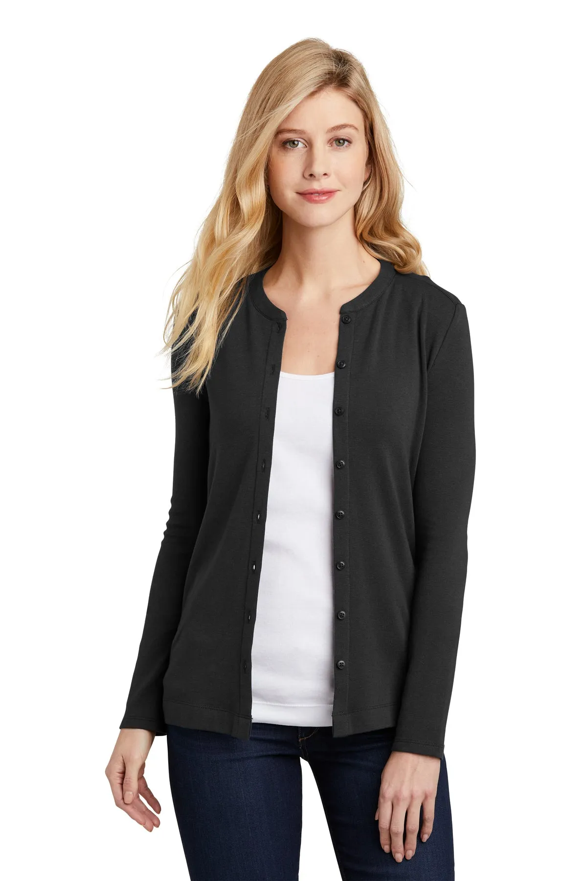 Port Authority Ladies Concept Stretch Branded Button-Front Cardigans, Black