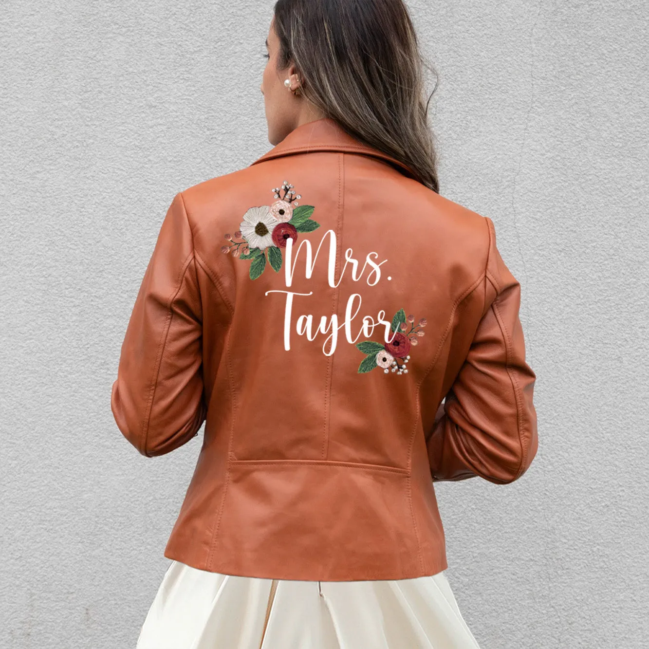 (Real Leather) Custom Bride Leather Jacket