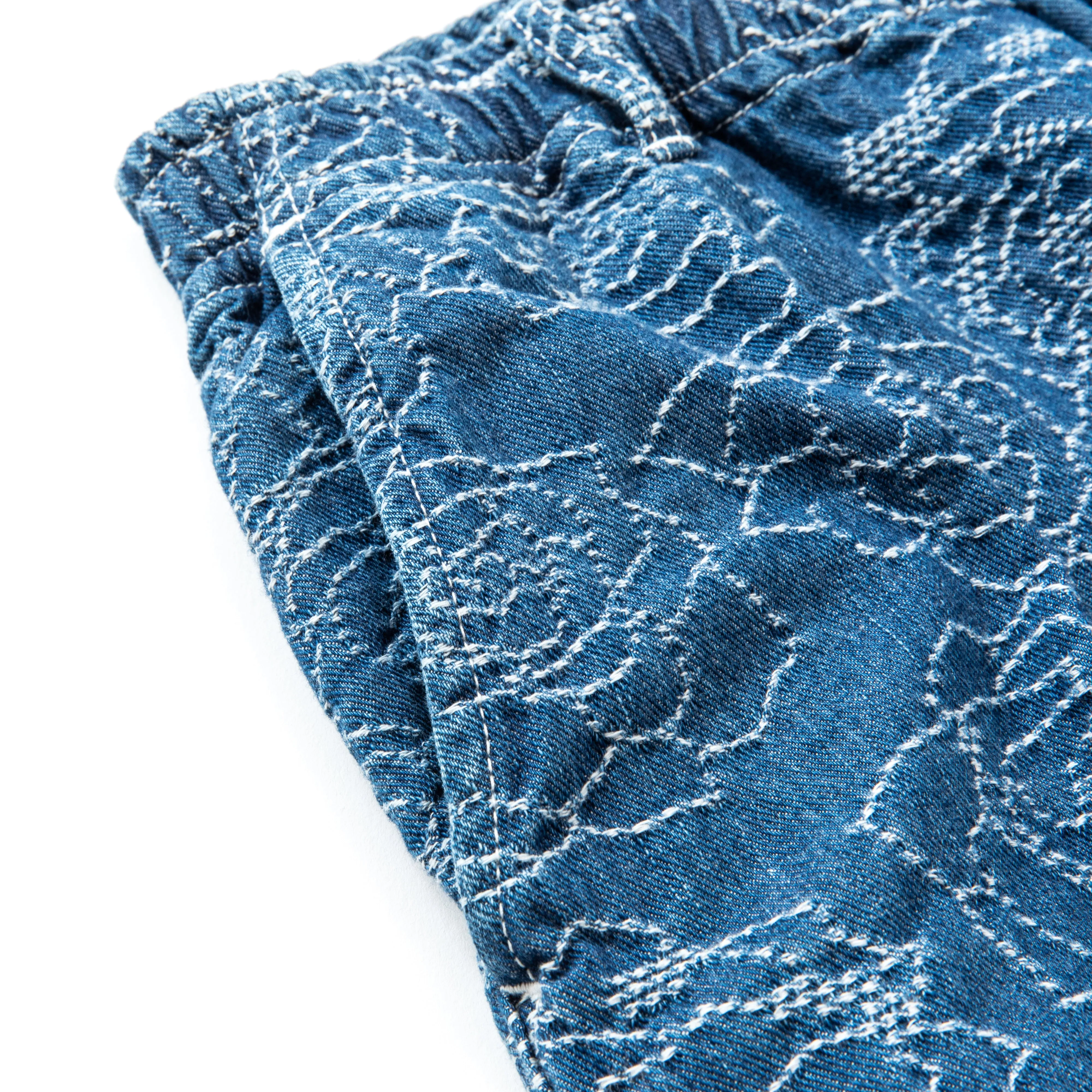 ROSE PATTERN JACQUARD DENIM EASY TROUSERS